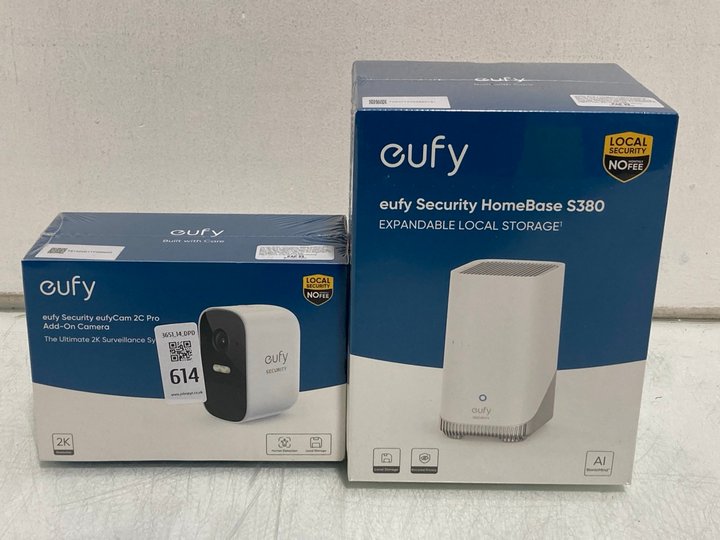 Lot 614  
            Marchington SR14 - Parcel Delivery Only 

                
EUFY SECURITY HOME BASE S380 TO INCLUDE EUFY SECURITY CAM 2C PRO ADD ON CAMERA - ...