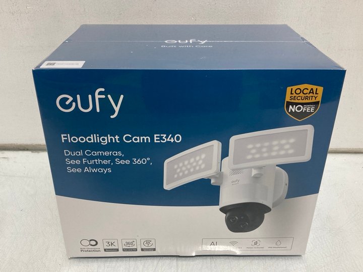 Lot 616  
            Marchington SR14 - Parcel Delivery Only 

                
EUFY FLOODLIGHT CAM E340 DUAL CAMERAS - ORIGINAL RRP £219: LOCATION - B13