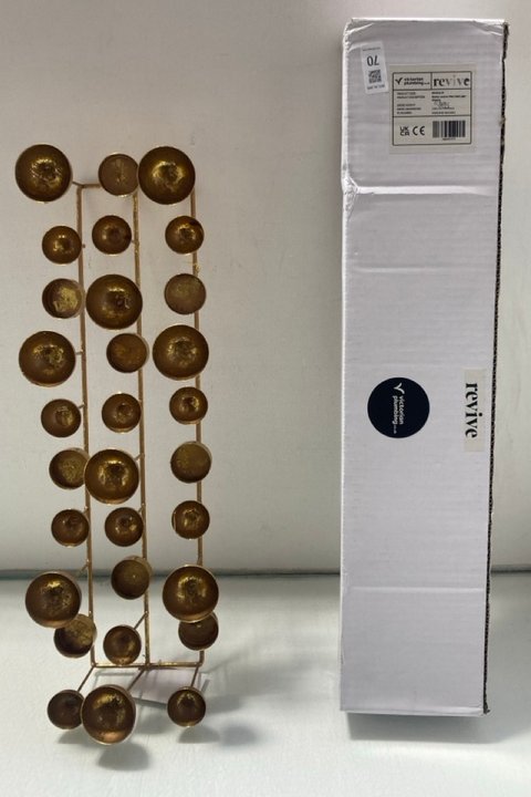 Lot 70  
            Marchington SR14 - Parcel Delivery Only 

                
REVIVE LACERVA PILLAR WALL LIGHT IN CHROME TO INCLUDE GOLD MULTI T-LIGHT HOLDER: ...