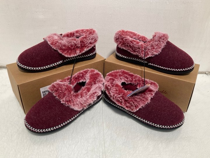 Lot 712  
            Marchington SR14 - Parcel Delivery Only 

                
2 X EVERFOAM WOMENS MEMORY FOAM SLIPPERS IN BURGUNDY UK SIZE 7: LOCATION - B7