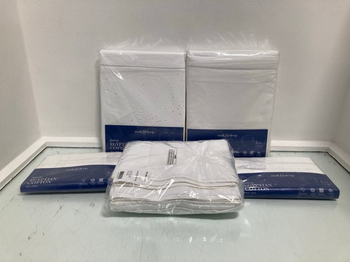 Lot 737  
            Marchington SR14 - Parcel Delivery Only 

                
5 X ASSORTED SOAK & SLEEP ITEMS TO INCLUDE 2 X PAIRS OF 2 EGYPTIAN COTTON STANDAR...