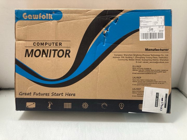 Lot 75  
            Marchington SR14 - Parcel Delivery Only 

                
GAWFOLK 27 INCH WIDE ANGLE HDMI COMPUTER MONITOR - ORIGINAL RRP £169: LOCATION - A2
