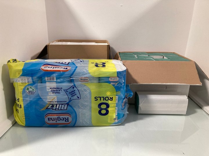 Lot 760  
            Marchington SR14 - Parcel Delivery Only 

                
QTY OF ASSORTED GENERAL ITEMS TO INCLUDE BOX OF 2-WORK ECO GREEN V-FOLD HAND TOWE...