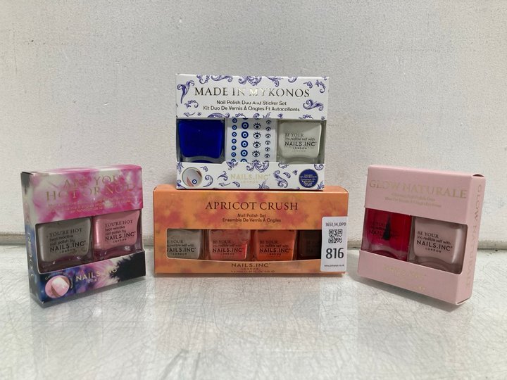 Lot 816  
            Marchington SR14 - Parcel Delivery Only 

                
QTY OF ASSORTED NAIL POLISHES TO INCLUDE NAILS.INC LONDON MADE IN MYKONOS NAIL PO...
