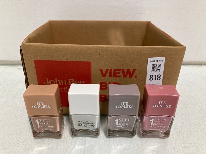 Lot 818  
            Marchington SR14 - Parcel Delivery Only 

                
QTY OF ASSORTED NAILS.INC PRODUCTS TO INCLUDE GLOWING MY WAY NAIL POLISH: LOCATIO...