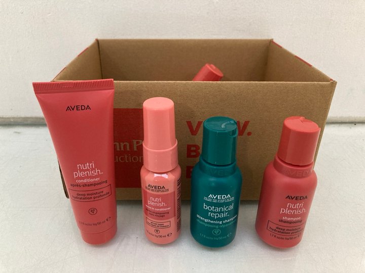 Lot 832  
            Marchington SR14 - Parcel Delivery Only 

                
QTY OF ASSORTED AVEDA PRODUCTS TO INCLUDE 3 X 50ML NUTRI-PLENISH SHAMPOOS: LOCATI...