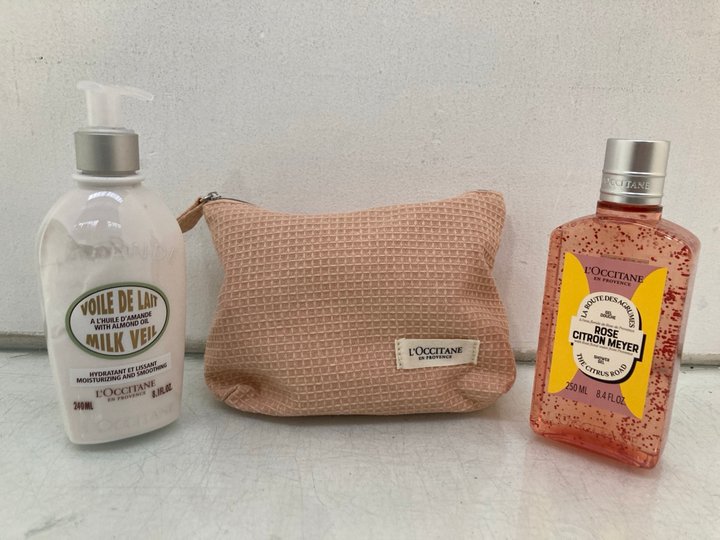 Lot 834  
            Marchington SR14 - Parcel Delivery Only 

                
QTY OF ASSORTED L'OCCITANE PRODUCTS TO INCLUDE 250ML ROSE CITRON MEYER SHOWER GEL...