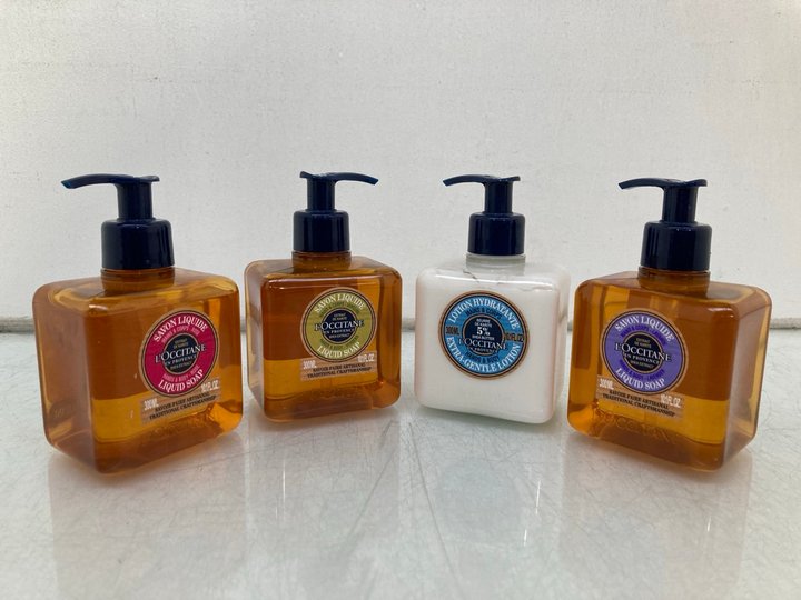 Lot 836  
            Marchington SR14 - Parcel Delivery Only 

                
4 X ASSORTED L'OCCITANE PRODUCTS TO INCLUDE 300ML HAND & BODY LIQUID SOAP: LOCATI...