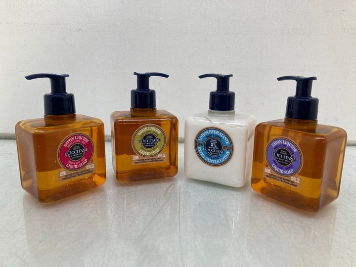 Lot 837  
            Marchington SR14 - Parcel Delivery Only 

                
4 X ASSORTED L'OCCITANE PRODUCTS TO INCLUDE 300ML HAND & BODY LIQUID SOAP: LOCATI...