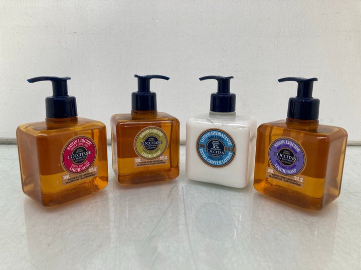 Lot 838  
            Marchington SR14 - Parcel Delivery Only 

                
4 X ASSORTED L'OCCITANE PRODUCTS TO INCLUDE 300ML HAND & BODY LIQUID SOAP: LOCATI...