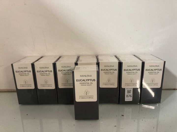Lot 877  
            Marchington SR14 - Parcel Delivery Only 

                
15 X MUNUSNA 100ML EUCALYPTUS ESSENTIAL OILS - EXP: SEP 2028: LOCATION - C2