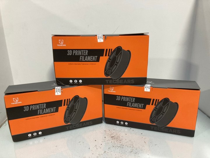 Lot 897  
            Marchington SR14 - Parcel Delivery Only 

                
3 X BOXES OF 4 X 1KG TECBEARS PETG 3D PRINTER FILAMENT IN BLACK: LOCATION - C3