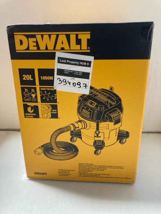 Lot 89  
            Marchington SR14 - Parcel Delivery Only 

                
DEWALT 20L 1050W WET AND DRY VACUUM CLEANER - ORIGINAL RRP £100: LOCATION - A2