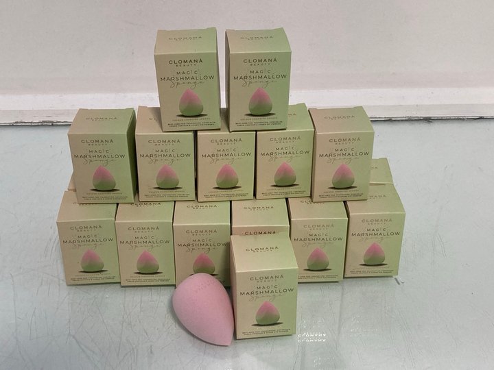 Lot 944  
            Marchington SR14 - Parcel Delivery Only 

                
QTY OF CLOMANA BEAUTY MAGIC MARSHMALLOW SPONGES FOR FOUNDATION, CONCEALER, CREAM ...