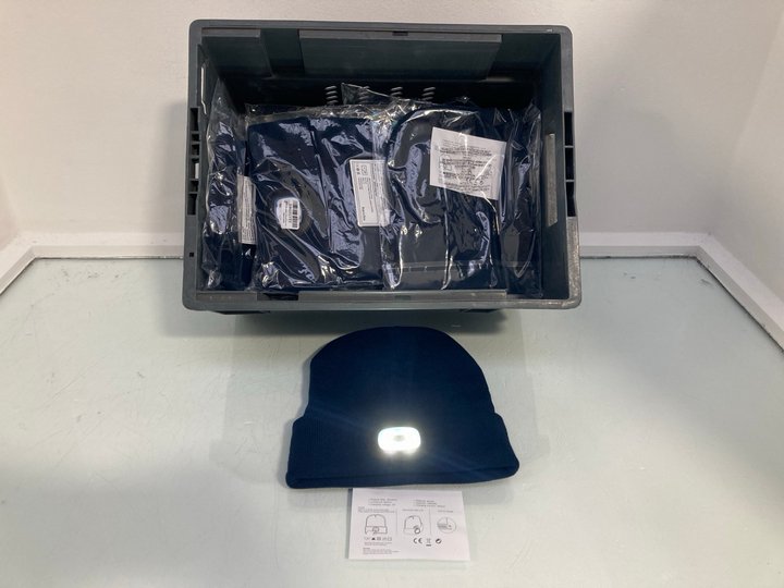 Lot 960  
            Marchington SR14 - Parcel Delivery Only 

                
QTY OF LED BEANIES IN NAVY: LOCATION - C7