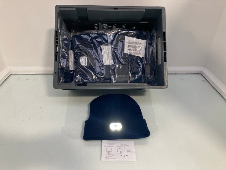 Lot 961  
            Marchington SR14 - Parcel Delivery Only 

                
QTY OF LED BEANIES IN NAVY: LOCATION - C7