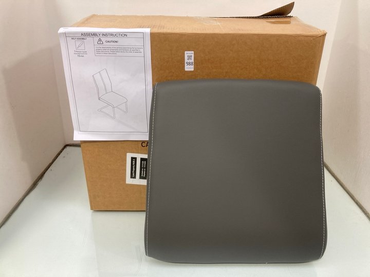 Lot 988  
            Marchington SR14 - Parcel Delivery Only 

                
2PCS DINING CHAIRS IN GREY - MODEL: SRDC4-2GRY: LOCATION - C8