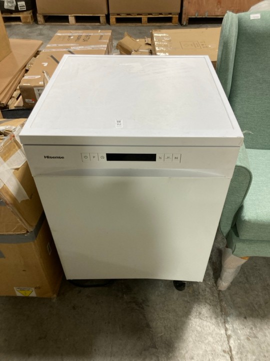 Lot 112  
            Marchington SR15 - Delivery or Collection 

                
HISENSE HS622E90WUK FULL SIZE DISHWASHER IN WHITE - ORIGINAL RRP £299.99: LOCATIO...