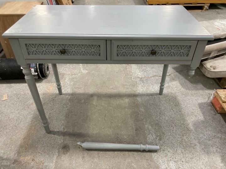 Lot 121  
            Marchington SR15 - Delivery or Collection 

                
2 DRAWER DRESSING TABLE IN GREY: LOCATION - B3