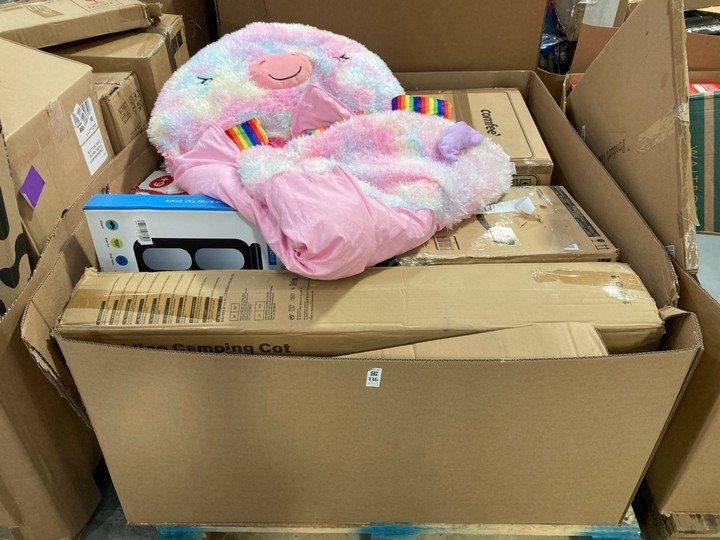 Lot 136  
            Marchington SR15 - Delivery or Collection 

                
PALLET OF ASSORTED ITEMS TO INCLUDE ZINC CRUISE BIG WHEELED FOLDING SCOOTER: LOCA...