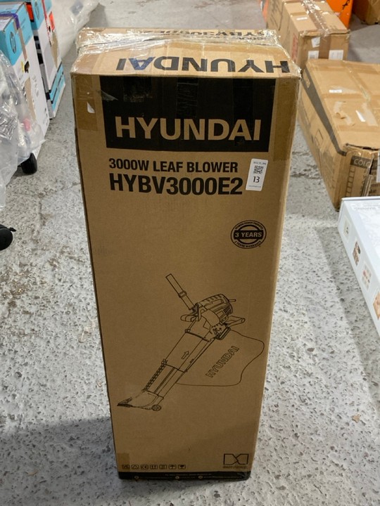 Lot 13  
            Marchington SR15 - Delivery or Collection 

                
HYUNDAI 3000W LEAF BLOWER MODEL: HYBV3000E2 ORIGINAL RRP: £45: LOCATION - A1