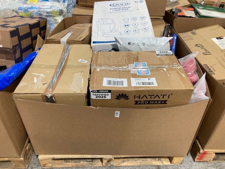 Lot 167  
            Marchington SR15 - Delivery or Collection 

                
PALLET OF ASSORTED ITEMS TO INCLUDE GRACO JUNIOR MAXI I-SIZE R129 GROUP 3 HIGHBAC...