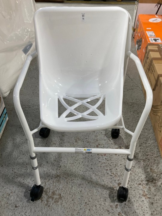 Lot 16  
            Marchington SR15 - Delivery or Collection 

                
NRS ECONOMY ADJUSTABLE HEIGHT MOBILE SHOWER CHAIR ORIGINAL RRP: £130: LOCATION - A1