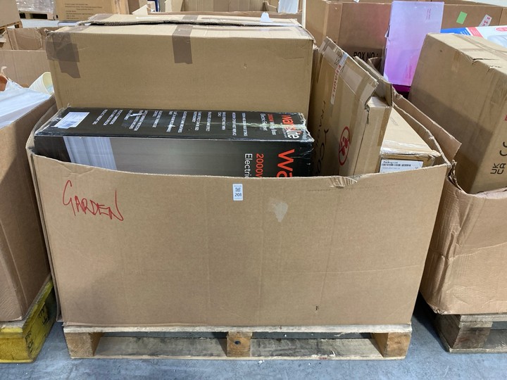 Lot 201  
            Marchington SR15 - Delivery or Collection 

                
PALLET OF ASSORTED HOUSEHOLD ITEMS TO INCLUDE WARMLITE 2000W WHITBY BRASS ELECTRI...