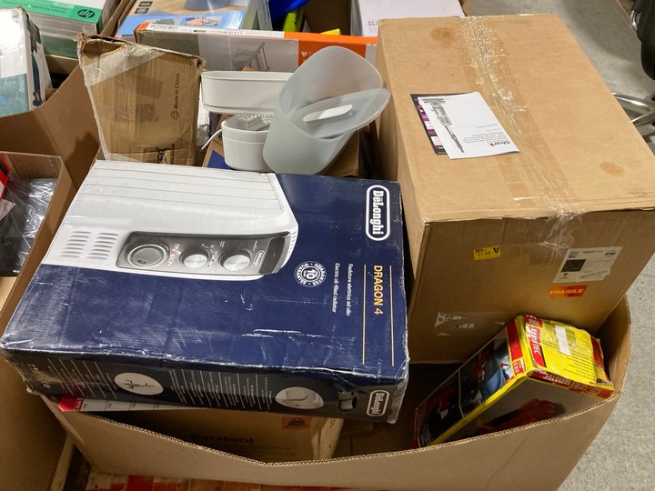 Lot 206  
            Marchington SR15 - Delivery or Collection 

                
PALLET OF ASSORTED ITEMS TO INCLUDE DELONGHI DRAGON 4 ELECTRIC OIL FILLED RADIATO...