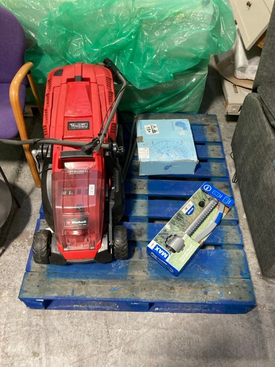 Lot 212  
            Marchington SR15 - Delivery or Collection 

                
3 X ASSORTED ITEMS TO INCLUDE EINHELL BRUSHLESS ENERGY ELECTRIC LAWN MOWER: LOCAT...