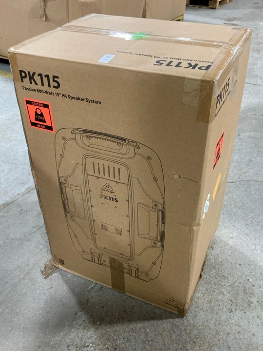 Lot 23  
            Marchington SR15 - Delivery or Collection 

                
BEHRINGER PK115 PASSIVE 800 WATT 15" PA SPEAKER SYSTEM ORIGINAL RRP: £148: LOCATI...