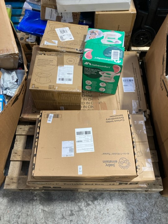 Lot 263  
            Marchington SR15 - Delivery or Collection 

                
PALLET OF ASSORTED BABY ITEMS TO INCLUDE BEBE CONFORT SWIVEL BATH SEAT: LOCATION ...