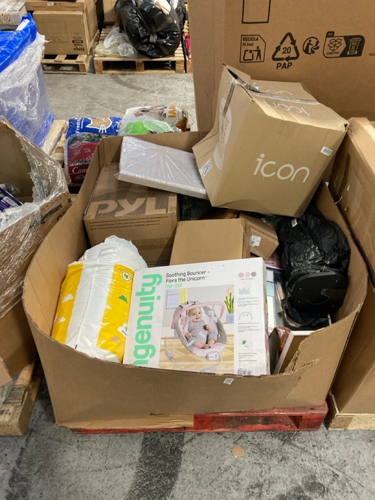 Lot 279  
            Marchington SR15 - Delivery or Collection 

                
PALLET OF ASSORTED HOUSEHOLD ITEMS TO INCLUDE INGENUITY SOOTHING BOUNCER FLORA TH...