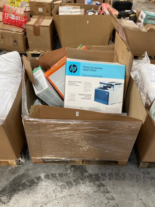 Lot 284  
            Marchington SR15 - Delivery or Collection 

                
PALLET OF ASSORTED ITEMS TO INCLUDE HP COLOUR LASERJET PRO MFP 4302DW: LOCATION -...