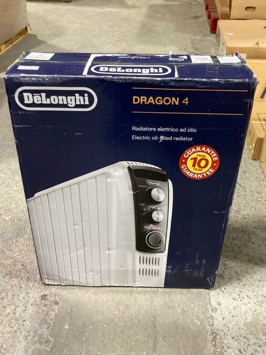 Lot 28  
            Marchington SR15 - Delivery or Collection 

                
DELONGHI DRAGON 4 PRO ELECTRIC OIL FILLED RADIATOR ORIGINAL RRP: £175: LOCATION - A1
