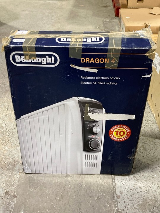 Lot 29  
            Marchington SR15 - Delivery or Collection 

                
DELONGHI DRAGON 4 PRO ELECTRIC OIL FILLED RADIATOR ORIGINAL RRP: £175: LOCATION - A1