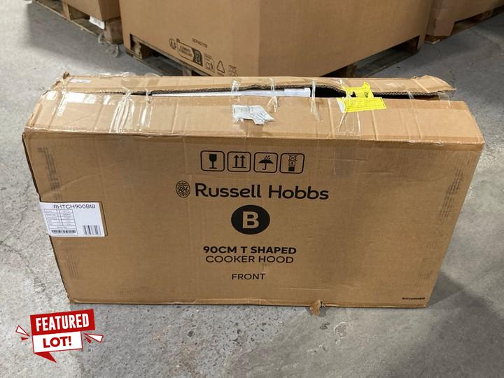 Lot 34  
            Marchington SR15 - Delivery or Collection 

                
RUSSELL HOBBS 90CM T SHAPED COOKER HOOD MODEL: RHTCH900B1B ORIGINAL RRP: £119: LO...