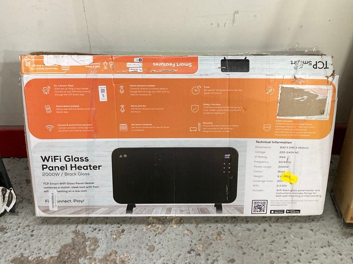 Lot 5  
            Marchington SR15 - Delivery or Collection 

                
TCP SMART WIFI GLASS PANEL HEATER 2000W IN BLACK ORIGINAL RRP: £120: LOCATION - A1