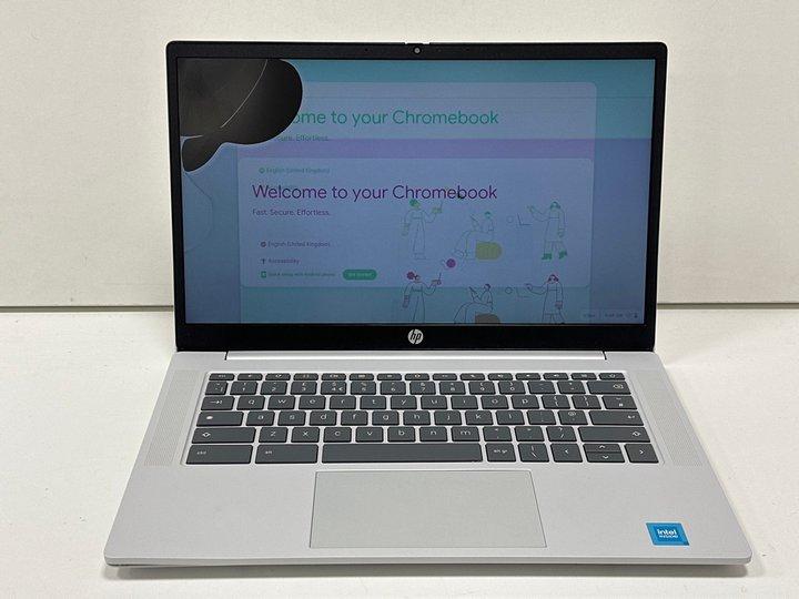 Lot 110  
            Marchington - Parcel Delivery Only 

                
HP CHROMEBOOK 128 GB LAPTOP IN WHITE: MODEL NO 14A-NF0002SA (WITH BOX & MAINS POW...
