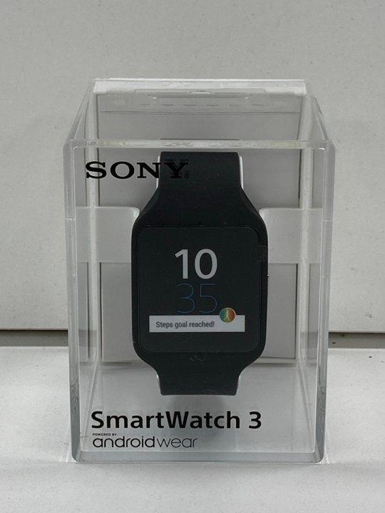 Lot 162  
            Marchington - Parcel Delivery Only 

                
SONY ANDRIOD WEAR SMARTWATCH 3 IN BLACK: MODEL NO SWR50 (WITH THE BOX AND CHARGER...