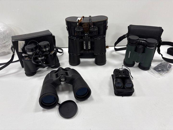 Lot 202  
            Marchington - Parcel Delivery Only 

                
BOX OF X5 ASSORTED BINOCULARS. [JPTM151374]