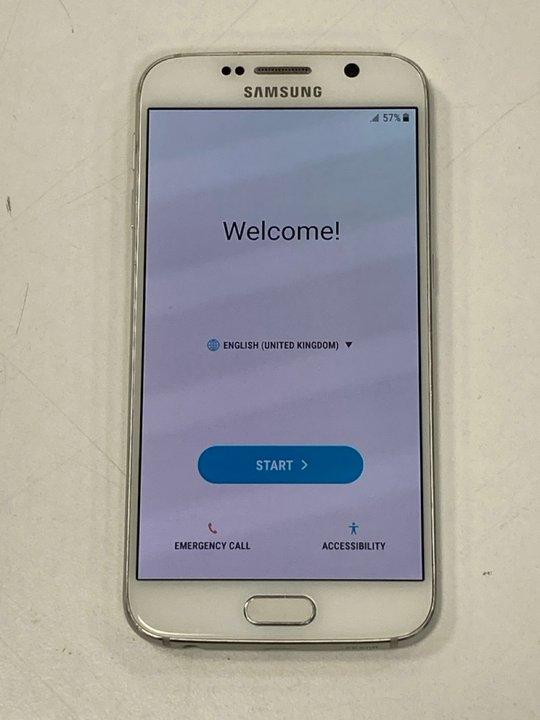 Lot 20  
            Marchington - Parcel Delivery Only 

                
SAMSUNG GALAXY S6 32GB SMARTPHONE IN WHITE: MODEL NO SM-G920F (UNIT ONLY) [JPTM15...