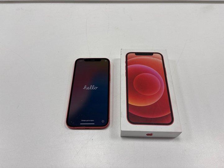 Lot 7  
            Marchington - Parcel Delivery Only 

                
APPLE IPHONE 12 64GB SMARTPHONE IN PRODUCT RED: MODEL NO A2403 (UNIT ONLY WITH BO...