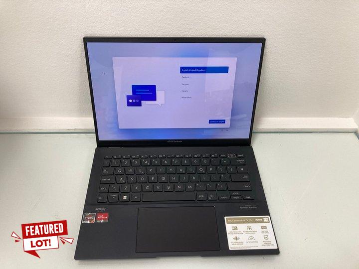 Lot 81  
            Marchington - Parcel Delivery Only 

                
ASUS ZENBOOK 14 OLED 512GB LAPTOP IN BLACK: MODEL NO UM3402YA-KM720W (WITH BOX & ...