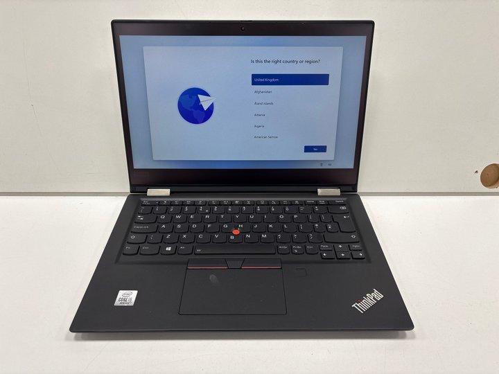 Lot 91  
            Marchington - Parcel Delivery Only 

                
LENOVO THINKPAD X13 YOGA GEN 1 256GB LAPTOP IN BLACK: MODEL NO 20SYS0E400 (WITH C...