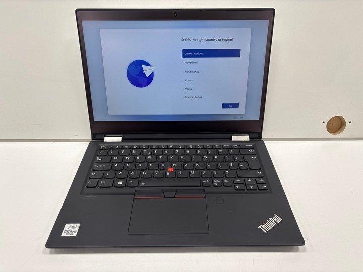 Lot 93  
            Marchington - Parcel Delivery Only 

                
LENOVO THINKPAD X13 YOGA GEN 1 256GB LAPTOP IN BLACK: MODEL NO 20SYS0E400 (WITH C...