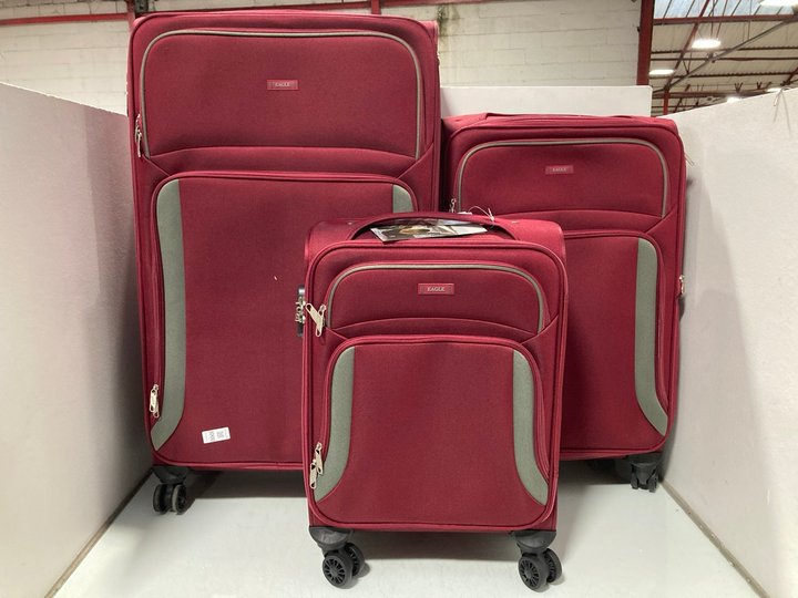 Lot 1000  
            Marchington SR12 - Parcel Delivery Only 

                
SET OF 3 EAGLE LARGE FABRIC WHEELED SUITCASE: LOCATION - H16