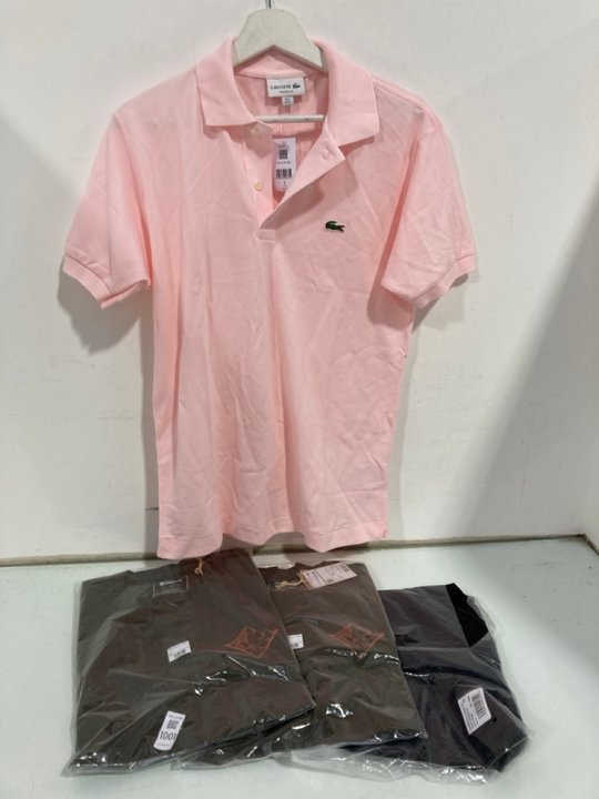 Lot 1001  
            Marchington SR12 - Parcel Delivery Only 

                
4 X ASSORTED CLOTHING ITEMS TO LACOSTE POLO TOP IN PINK - UK S: LOCATION - E15