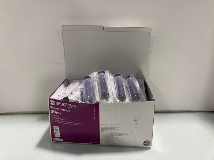 Lot 1017  
            Marchington SR12 - Parcel Delivery Only 

                
BOX OF GBUK ENTERAL 60ML SINGLE USE SYRINGES: LOCATION - E14