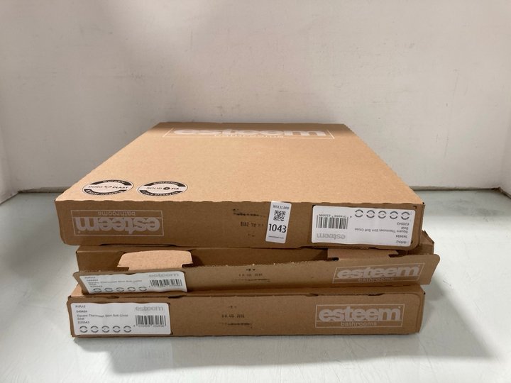 Lot 1043  
            Marchington SR12 - Parcel Delivery Only 

                
3 X ESTEEM BATHROOMS THERMOSET SEMI WRAP OVER SOFT CLOSE TOILET SEATS: LOCATION -...